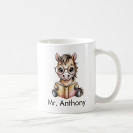 Caneca De Café Cavalo Bebê Fofo Personalizado Lendo um Livro