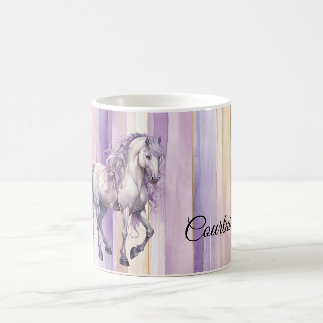 Caneca De Café Cavalo Branco da Lavanda Romântica (Centro)