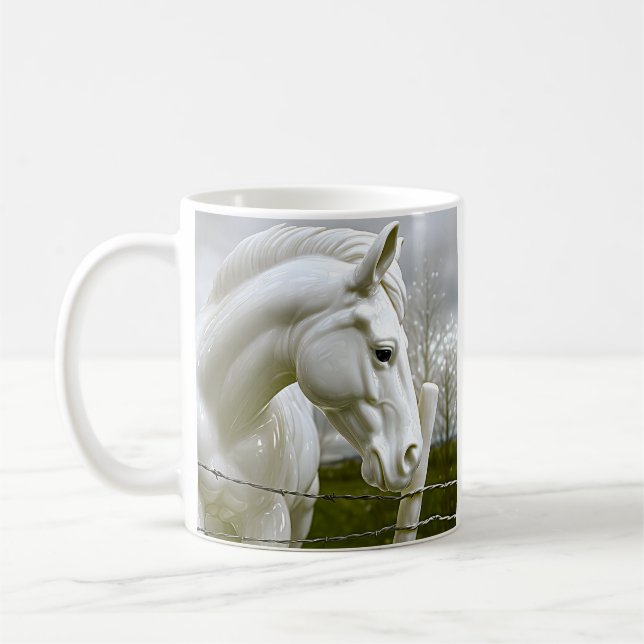 Caneca De Café Cavalo Branco Elegante (Esquerda)