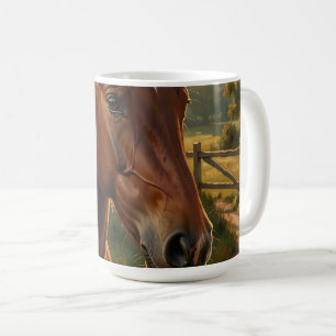 Caneca De Café Cavalo Castanho Celeiro da Hora Dourada