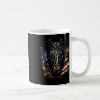 Caneca De Café Cavalo Com Bandeira Dos Eua Andando Equestriando F