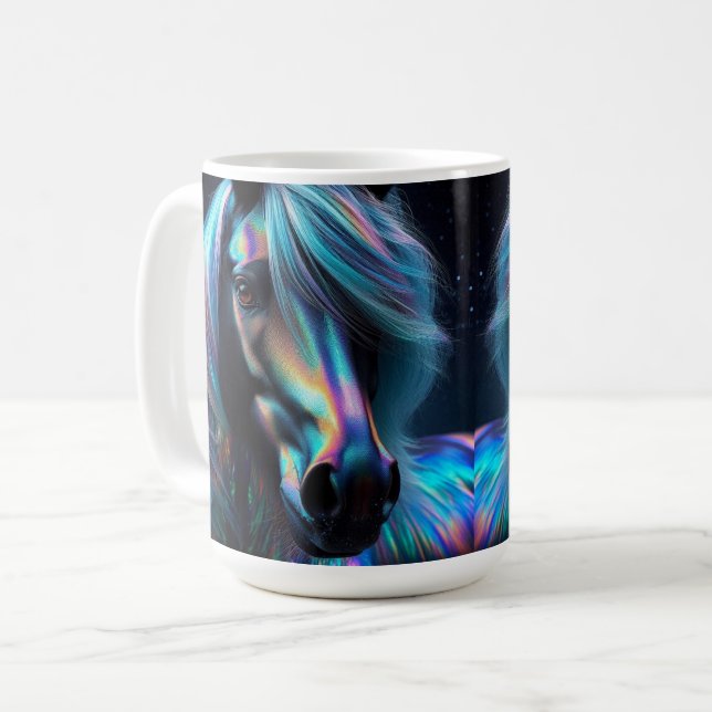 Caneca De Café Cavalo com Características Iridescentes (Frente Esquerda)