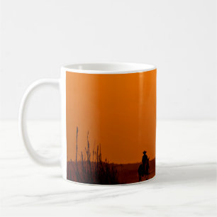 Caneca De Café Cavalo Cowboy cavaleiro ao pôr do sol Vintage oes