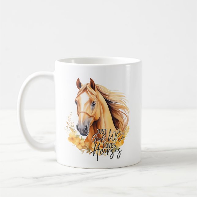 Caneca De Café Cavalo de Aquarela Cuja Cadeza (Esquerda)