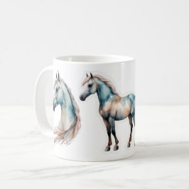 Caneca De Café Cavalo de Aquarela Elegante