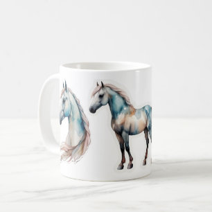 Caneca De Café Cavalo de Aquarela Elegante