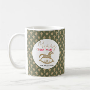Caneca De Café Cavalo de Balanço de Natal em Madeira