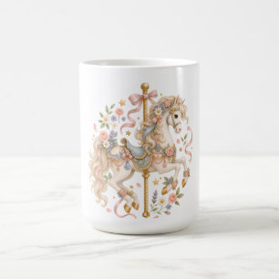 Caneca De Café Cavalo de Carrossel Elegante Conto de Fadas Francê