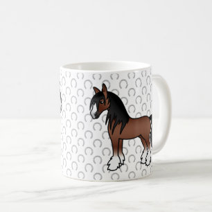 Caneca De Café Cavalo de Cartoon Castanho Vanner Clydesdale Shire