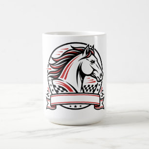 Caneca De Café Cavalo de Corrida com Acentos Vermelhos