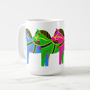 Caneca De Café Cavalo de dala nórdica vermelho/azul/rosa/verde