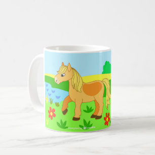 Caneca De Café cavalo de desenho animado, ilustração infantil