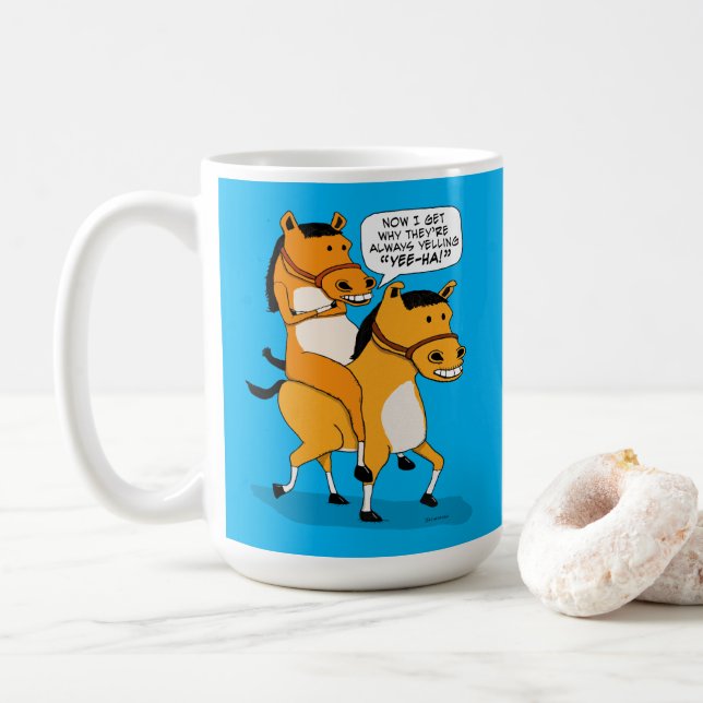 Caneca De Café Cavalo de equitação engraçado (Com Donut)