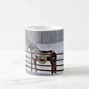 Caneca De Café Cavalo de inverno em férias de neve
