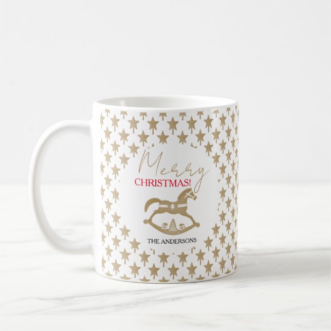 Caneca De Café Cavalo de Pedra de Natal de Madeira (Esquerda)