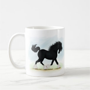 Caneca De Café Cavalo de Shire Negro com Blaze e Meias
