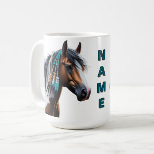 Caneca De Café Cavalo de Tinta com Miçangas Nativas