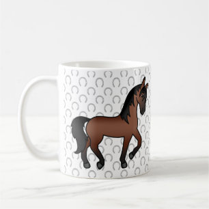 Caneca De Café Cavalo de Trote de Cartoon Cinto Bay Brown