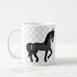 Caneca De Café Cavalo de Trote de Cartoon de Cueta Preta