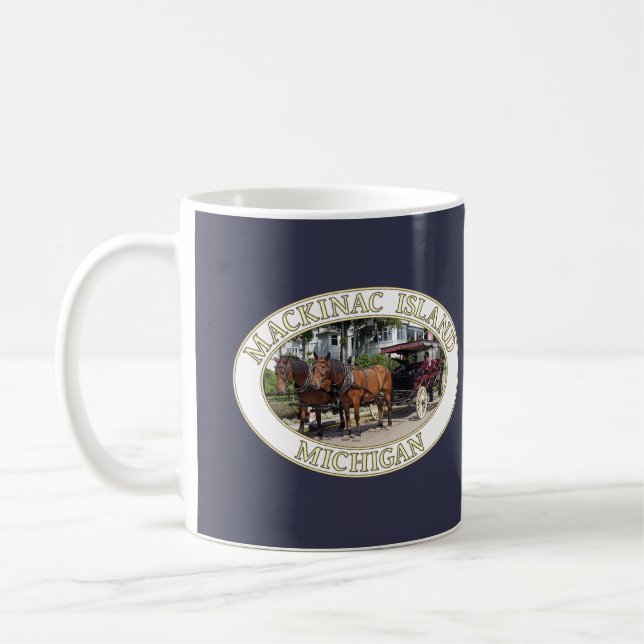Caneca De Café Cavalo e Carruagem na Ilha Mackinac, Michigan (Esquerda)