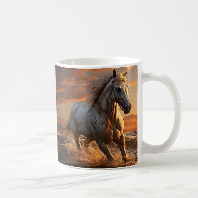 Caneca De Café Cavalo e ferradura, Presente Equestre, Cavalgada (Direita)