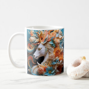 Caneca De Café Cavalo e flores, Presente Equestre, Cavalgar
