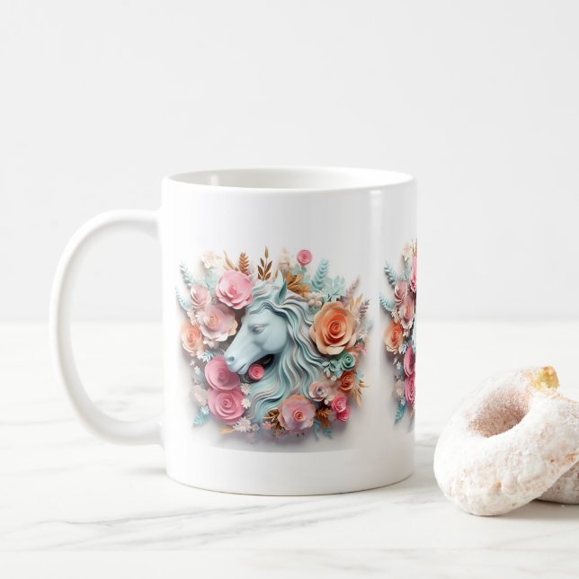 Caneca De Café Cavalo e floresta, Presente Equestre, Cavalgar (Com Donut)