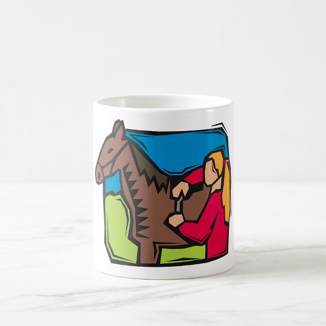 Caneca De Café Cavalo e Garota da Fazenda (Criador carregado)