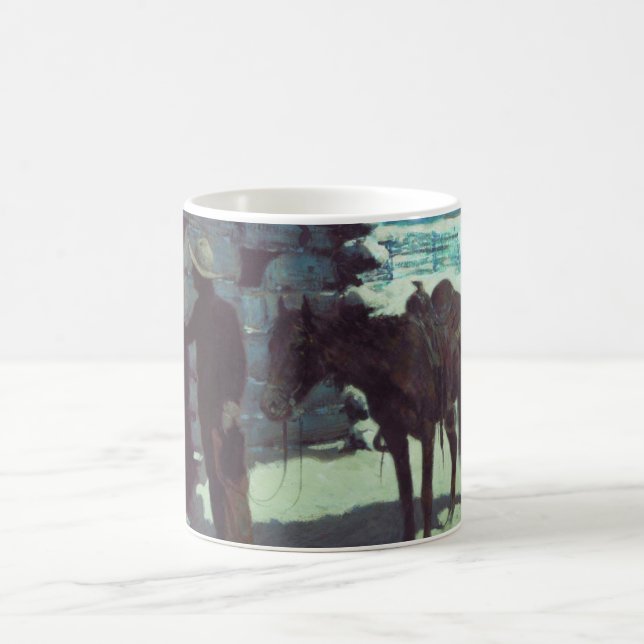 Caneca De Café Cavalo e vaqueiro de inverno neve (Centro)
