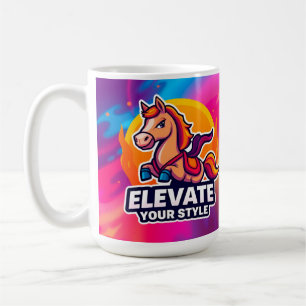 Caneca De Café Cavalo Elegante em um Fundo Artístico Vibrante