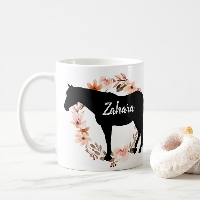 Caneca De Café Cavalo equestre equestre de nome personalizado (Com Donut)