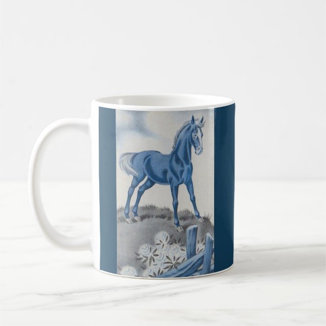 Caneca De Café cavalo feliz em azul (Esquerda)