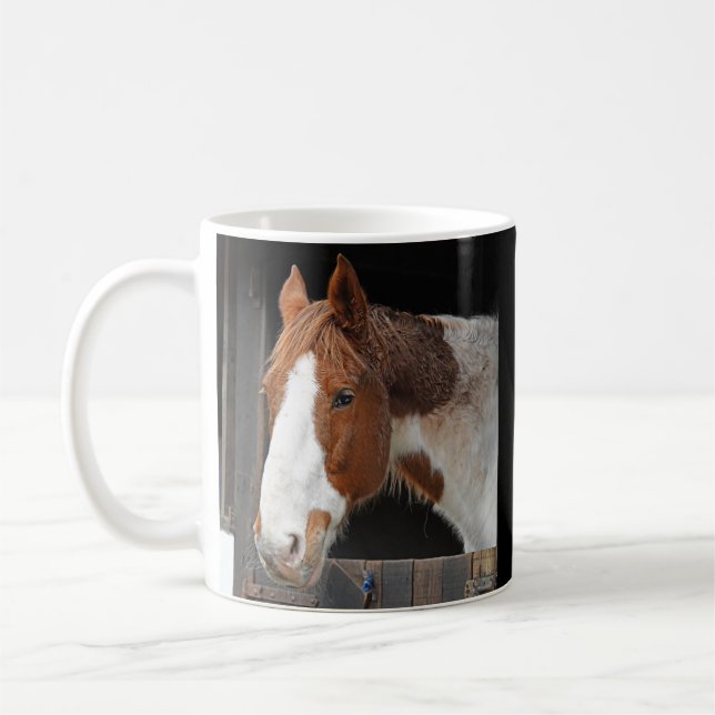 Caneca De Café Cavalo Ginger na Fazenda com Nome (Esquerda)