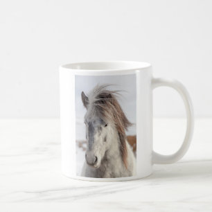Caneca De Café Cavalo Islandês Branco Foto de Perfil
