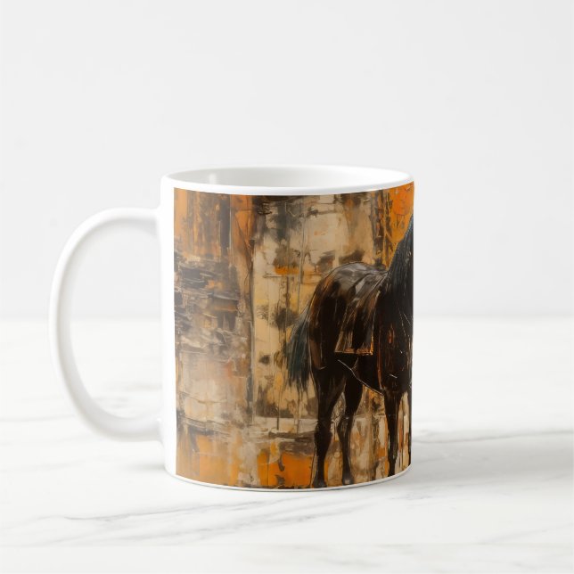 Caneca De Café Cavalo Majestoso em Abstrato Sunset (Esquerda)