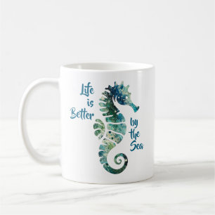 Caneca De Café Cavalo-marinho - A vida é melhor pelo mar