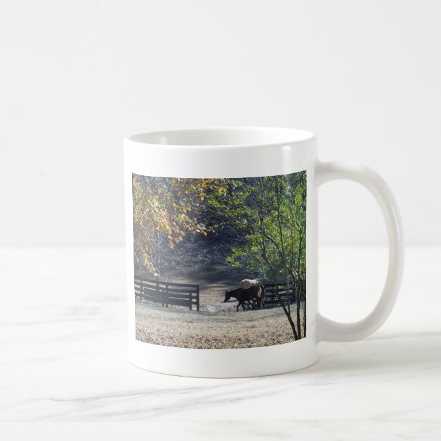 Caneca De Café Cavalo Marrom atravessando Cerca (Direita)