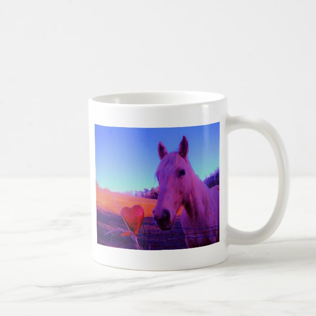 Caneca De Café Cavalo Marrom e Coração Vermelho (Direita)
