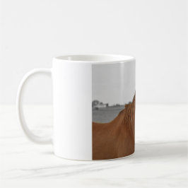 Caneca De Café Cavalo Marrom, Mug de Fundo B&W