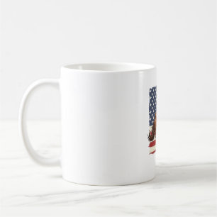Caneca De Café Cavalo Patriótico Design Vetorial Western Vintage_