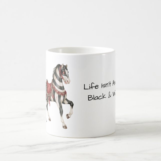 Caneca De Café Cavalo Preto Branco Vermelho (Centro)