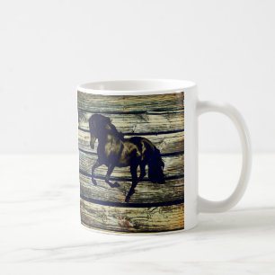 Caneca De Café Cavalo Preto Equestre Equestre de Madeira Equestre