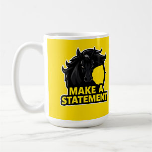 Caneca De Café Cavalo Preto Ousado com Texto Motivacional