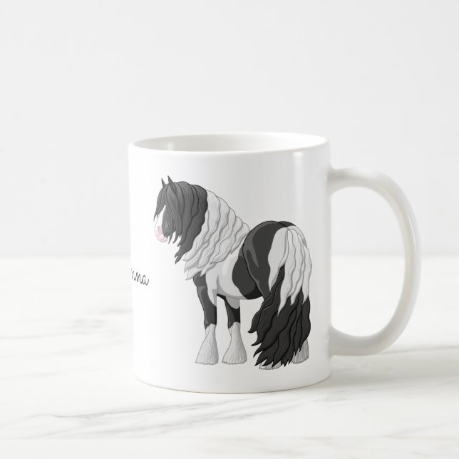 Caneca De Café Cavalo Preto Pinto Piebald Vanner (Direita)