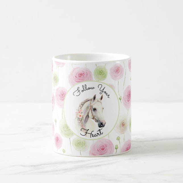 Caneca De Café Cavalo Ranunculus Rosa Bonito Menta (Centro)