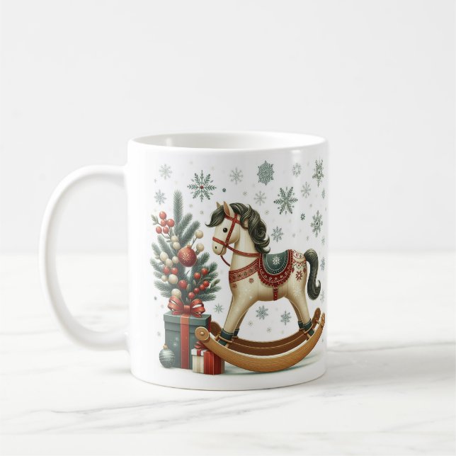 Caneca De Café Cavalo Rocking de Natal (Esquerda)