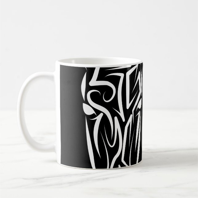 Caneca De Café Cavalo Tribal Negro e Branco (Esquerda)