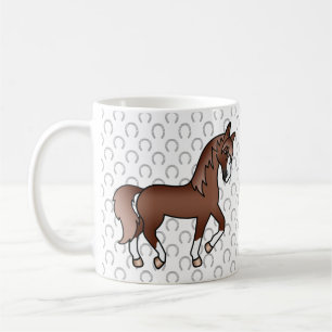 Caneca De Café Cavalo Trotador de Corte Castanho