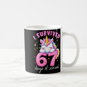 Caneca De Café Cavalo Unicórnio Engraçado Eu Sobrevivi 67 Dias De