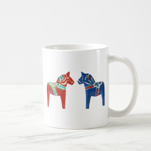 Caneca De Café Cavalo vermelho & azul de Dala (Direita)